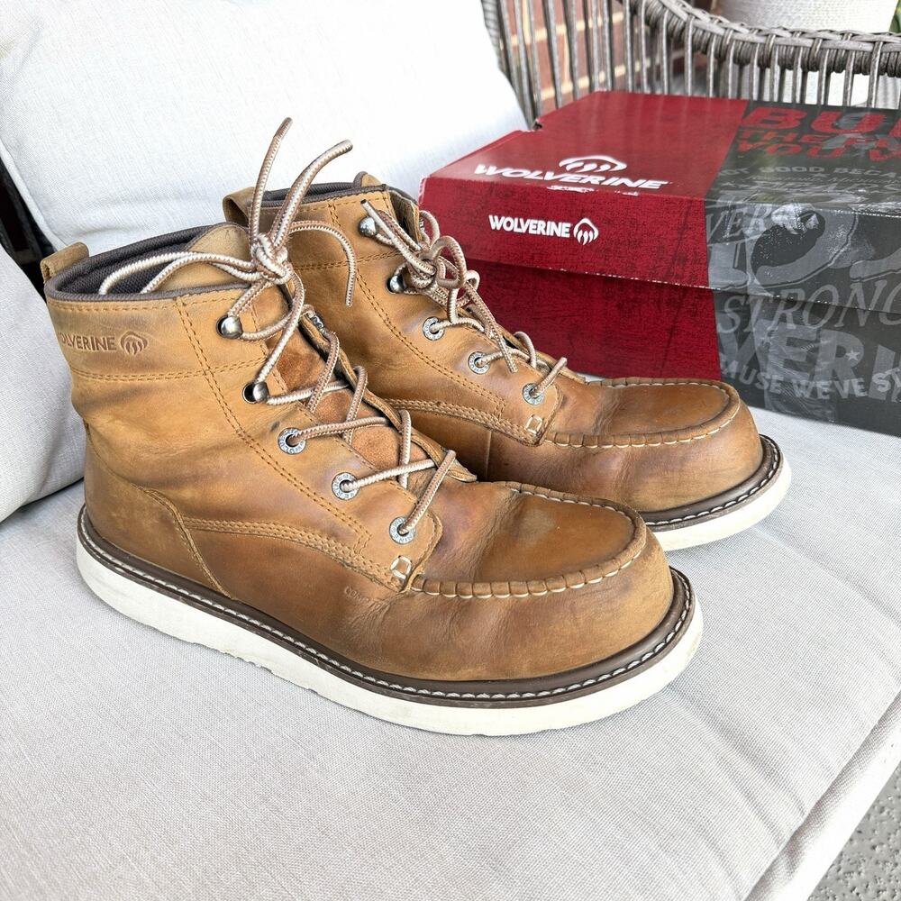 Wolverine trade wedge W241055 Work Boots Composite Toe Brown Nubuck Mens 10 US